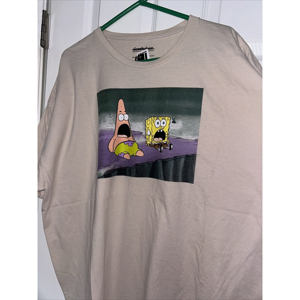 Nikelodeon SpongeBob SquarePants & Patrick Beige Short‎ Sleeve Tshirt Adult 2XL